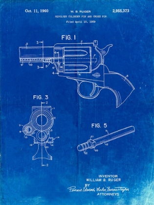 Picture of PP1023-FADED BLUEPRINT RUGER REVOLVER PATENT ART