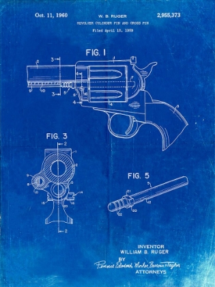 Picture of PP1023-FADED BLUEPRINT RUGER REVOLVER PATENT ART