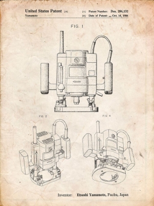 Picture of PP1025-VINTAGE PARCHMENT RYOBI PORTABLE ROUTER PATENT POSTER
