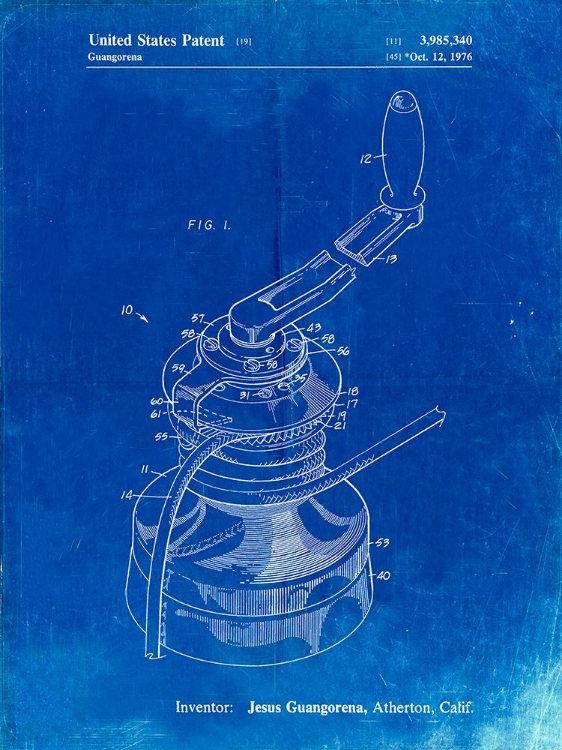 Picture of PP1027-FADED BLUEPRINT SAILBOAT WINCH PATENT POSTER