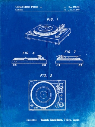 Picture of PP1028-FADED BLUEPRINT SANSUI TURNTABLE 1979 PATENT POSTER
