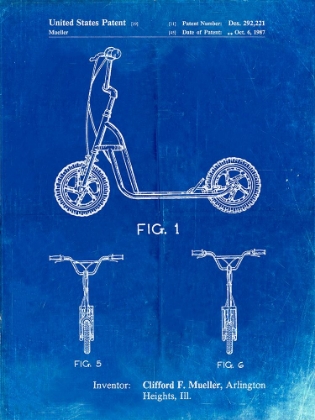 Picture of PP1030-FADED BLUEPRINT SCOOTER PATENT ART, 80S TOYS, 80S DECOR, PP1030