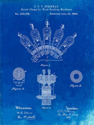 Picture of PP1031-FADED BLUEPRINT SCREW CLAMP 1880  PATENT POSTER