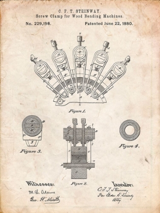 Picture of PP1031-VINTAGE PARCHMENT SCREW CLAMP 1880  PATENT POSTER