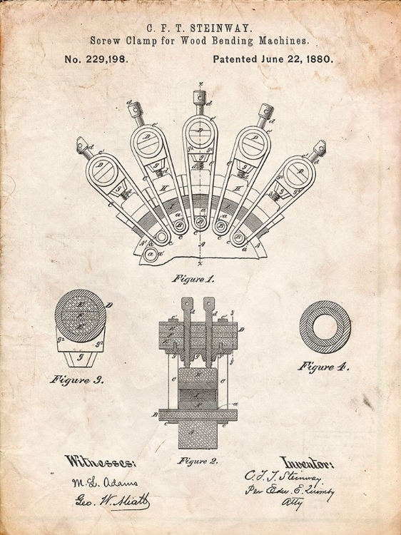 Picture of PP1031-VINTAGE PARCHMENT SCREW CLAMP 1880  PATENT POSTER