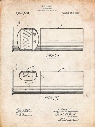 Picture of PP1033-VINTAGE PARCHMENT SHOTGUN SHELL PATENT PRINT