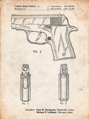 Picture of PP1034-VINTAGE PARCHMENT SIG SAUER P220 PISTOL PATENT POSTER