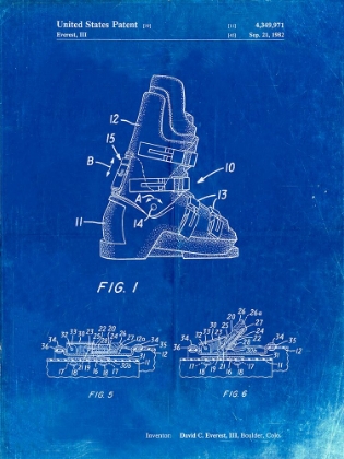 Picture of PP1037-FADED BLUEPRINT SKI BOOTS PATENT POSTER