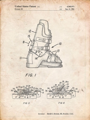 Picture of PP1037-VINTAGE PARCHMENT SKI BOOTS PATENT POSTER