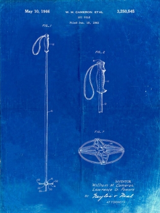 Picture of PP1038-FADED BLUEPRINT SKI POLE PATENT POSTER