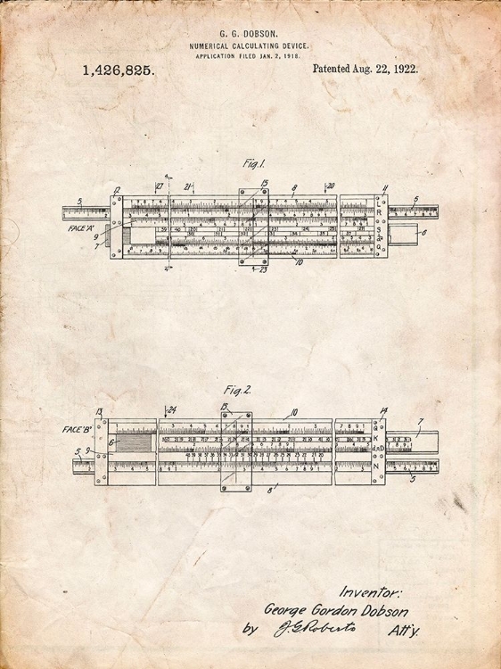 Picture of PP1040-VINTAGE PARCHMENT SLIDE RULE PATENT POSTER