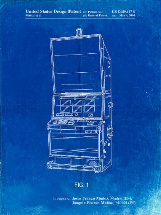 Picture of PP1043-FADED BLUEPRINT SLOT MACHINE PATENT POSTER