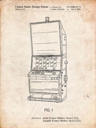 Picture of PP1043-VINTAGE PARCHMENT SLOT MACHINE PATENT POSTER