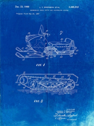 Picture of PP1046-FADED BLUEPRINT SNOW MOBILE PATENT POSTER