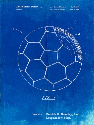 Picture of PP1047-FADED BLUEPRINT SOCCER BALL LAYERS PATENT POSTER