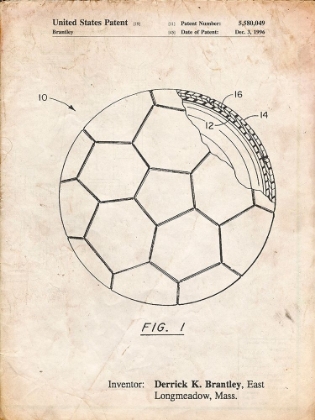 Picture of PP1047-VINTAGE PARCHMENT SOCCER BALL LAYERS PATENT POSTER
