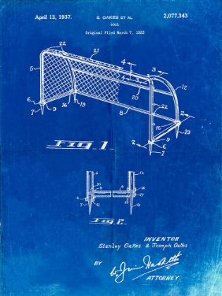 Picture of PP1048-FADED BLUEPRINT SOCCER GOAL PATENT ART