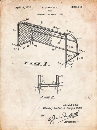 Picture of PP1048-VINTAGE PARCHMENT SOCCER GOAL PATENT ART