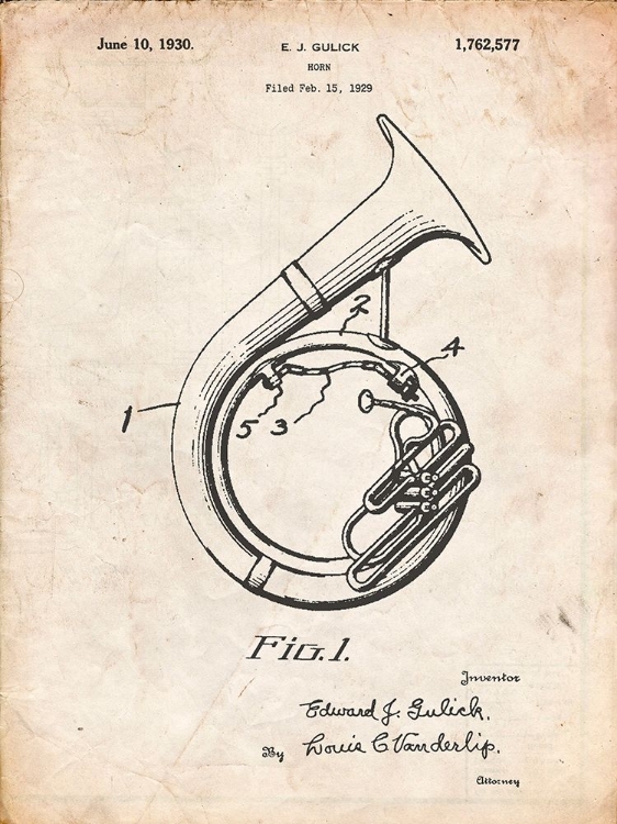 Picture of PP1049-VINTAGE PARCHMENT SOUSAPHONE PATENT POSTER