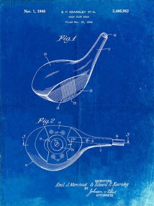 Picture of PP1050-FADED BLUEPRINT SPALDING GOLF DRIVER PATENT POSTER