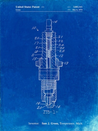 Picture of PP1051-FADED BLUEPRINT SPARK PLUG PATENT POSTER