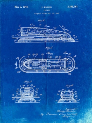 Picture of PP1052-FADED BLUEPRINT STAPLER PATENT POSTER