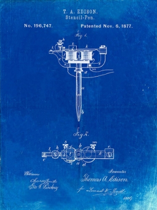 Picture of PP1065-FADED BLUEPRINT STENCIL PEN PATENT ART