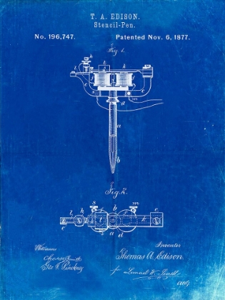 Picture of PP1065-FADED BLUEPRINT STENCIL PEN PATENT ART