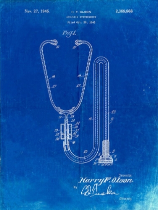 Picture of PP1066-FADED BLUEPRINT STETHOSCOPE PATENT POSTER