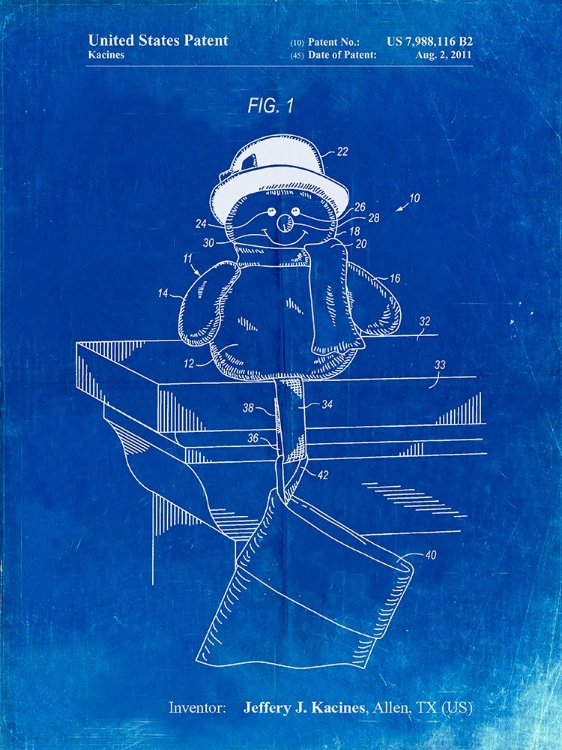 Picture of PP1067-FADED BLUEPRINT STOCKING HOLDER POSTER