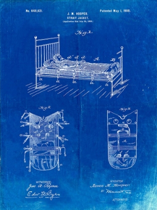 Picture of PP1068-FADED BLUEPRINT STRAIT JACKET PATENT POSTER