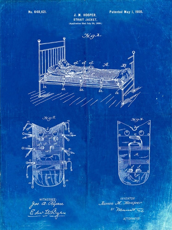 Picture of PP1068-FADED BLUEPRINT STRAIT JACKET PATENT POSTER