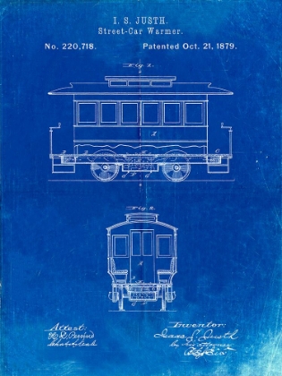 Picture of PP1069-FADED BLUEPRINT STREETCAR PATENT POSTER