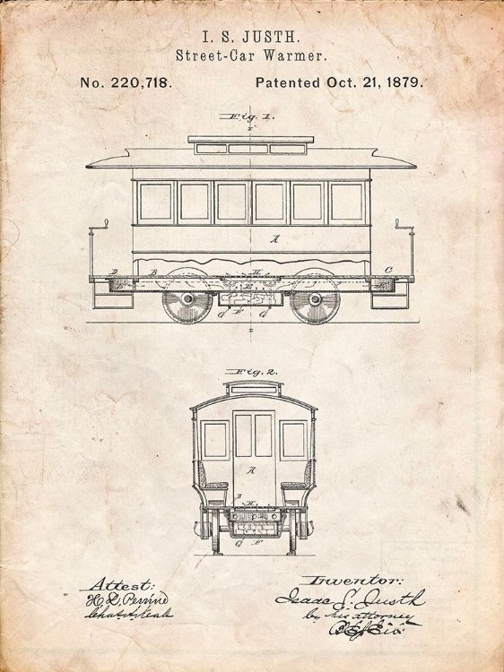 Picture of PP1069-VINTAGE PARCHMENT STREETCAR PATENT POSTER