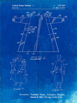 Picture of PP1074-FADED BLUEPRINT SURGICAL GOWN PATENT PRINT