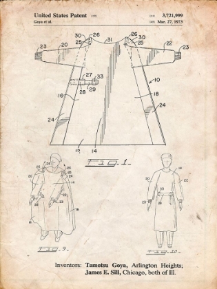Picture of PP1074-VINTAGE PARCHMENT SURGICAL GOWN PATENT PRINT