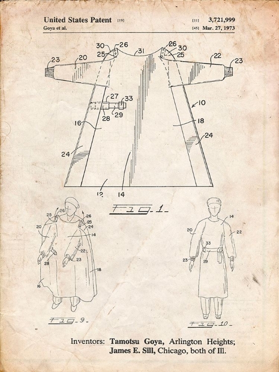 Picture of PP1074-VINTAGE PARCHMENT SURGICAL GOWN PATENT PRINT