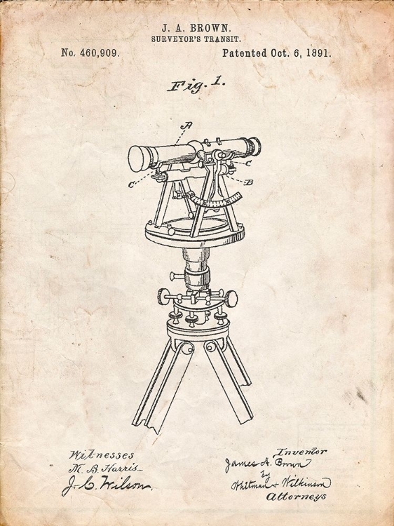 Picture of PP1075-VINTAGE PARCHMENT SURVEYOR S TRANSIT