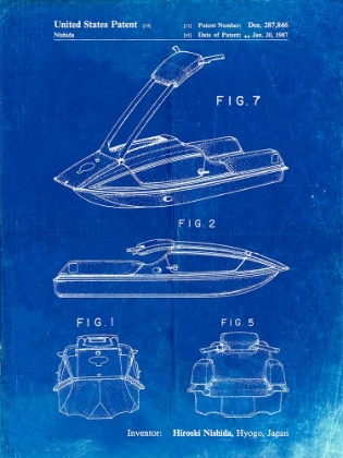 Picture of PP1076-FADED BLUEPRINT SUZUKI JET SKI PATENT POSTER