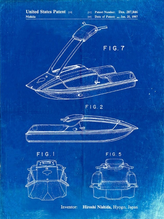 Picture of PP1076-FADED BLUEPRINT SUZUKI JET SKI PATENT POSTER