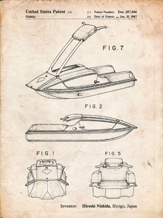 Picture of PP1076-VINTAGE PARCHMENT SUZUKI JET SKI PATENT POSTER