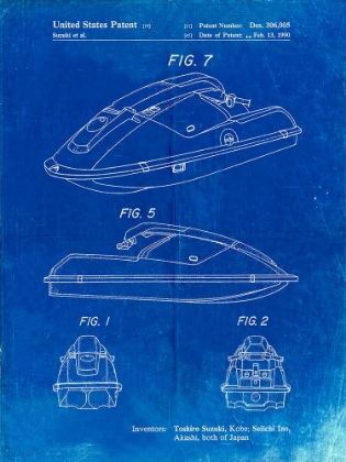Picture of PP1077-FADED BLUEPRINT SUZUKI WAVE RUNNER PATENT POSTER