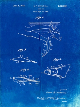 Picture of PP1079-FADED BLUEPRINT SWIM FINS PATENT POSTER