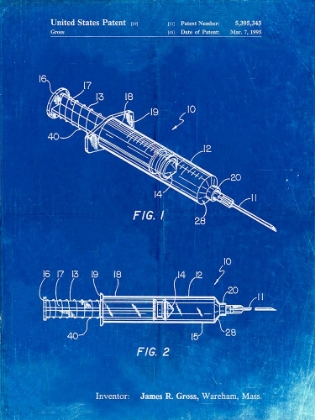Picture of PP1080-FADED BLUEPRINT SYRINGE PATENT POSTER
