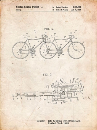 Picture of PP1084-VINTAGE PARCHMENT TANDEM BICYCLE PATENT POSTER