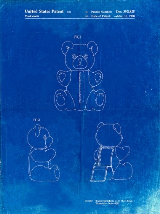 Picture of PP1085-FADED BLUEPRINT TEDDY BEAR POSTER