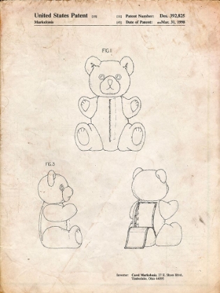 Picture of PP1085-VINTAGE PARCHMENT TEDDY BEAR POSTER