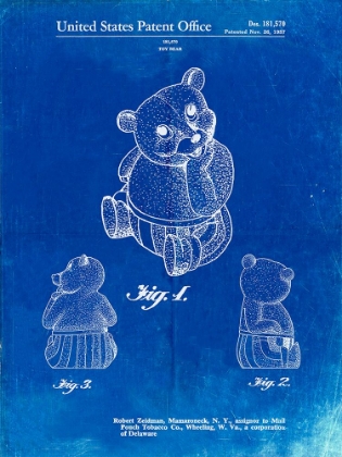 Picture of PP1086-FADED BLUEPRINT TEDDY BEAR POSTER