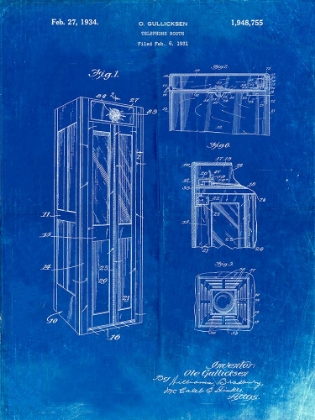Picture of PP1088-FADED BLUEPRINT TELEPHONE BOOTH PATENT POSTER