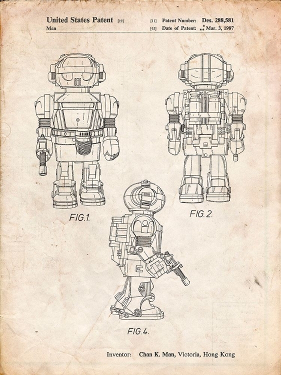 Picture of PP1101-VINTAGE PARCHMENT TOBY TALKING TOY ROBOT PATENT POSTER